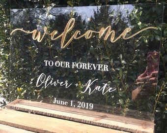 Wedding Welcome Sign, Gold Welcome Sign, Acrylic Wedding Reception Sign, Custom Wedding Decor, Welcome To Our Wedding, Event Welcome Sign