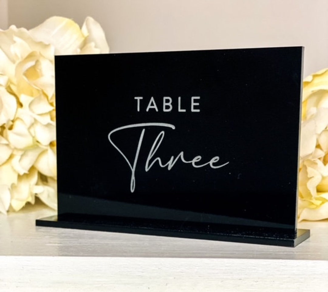 Wedding Table Numbers, Script Acrylic Table Numbers, Black Acrylic