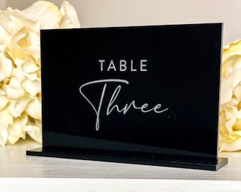 Wedding Table Numbers, Script Acrylic Table Numbers, Black Acrylic Table Numbers, Calligraphy Table Numbers, Elegant Table Numbers