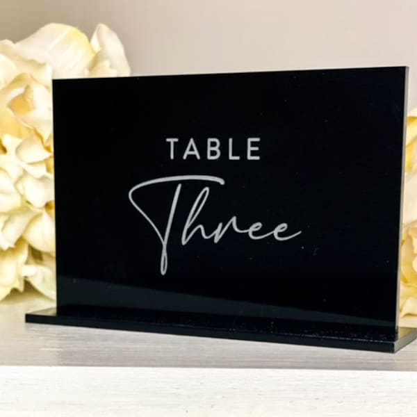 Hochzeit Tischnummern, Skript Acryl Tischnummern, Schwarze Acryl Tischnummern, Kalligraphie Tischnummern, Elegante Tischnummern