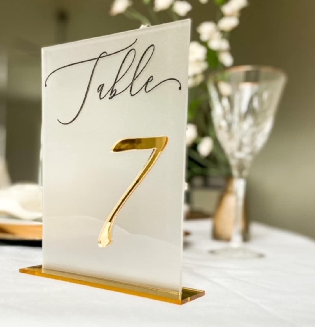 Frosted Gold Acrylic Table Numbers Table Numbers Wedding Decoration
