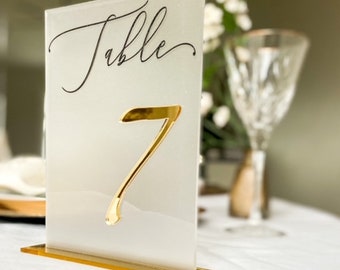 Frosted Gold Acrylic Table Numbers - Table Numbers Wedding Decoration- Wedding Signage - Table Decor - Wedding Sign - Wedding Reception Sign