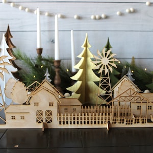 木製の農村シーン、クリスマス村のシーン、農場のクリスマス村、クリスマスの装飾、ホリデーデコレーション、クリスマスギフト、クリスマスファーム