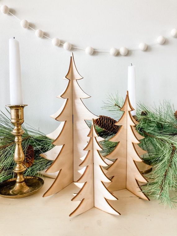Wooden Trees, Large Wood Trees, Christmas Decor, Holiday Decor, Wood Trees,  Laser Cut Trees, Custom Trees, Fireplace Christmas Decor 
