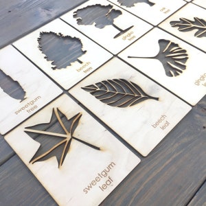 Large Wooden Tree Stencil Set / Leaf Stencil Set / Tree Stencils / Leaf Stencils / Montessori education / Child wooden gift / wooden stencil image 3