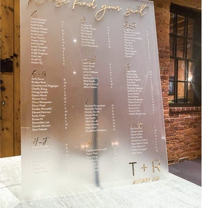 Frosted Acrylic Seating Chart, Wedding seating chart, Wedding seating sign, Acrylic wedding sign, Seating chart, Custom gold wedding sign