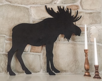 Large Moose Sign, Wood Alaskan Moose, Christmas Décor, Holiday Décor, Rustic Wood Sign, Custom Cabin Sign, Home Décor