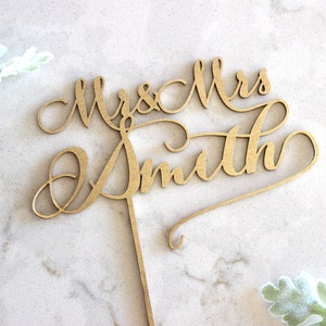 Custom Mr Mrs Cake Topper // Wedding Cake Topper // Bridal Shower Cake Topper // Engagement cake topper //wood acrylic Laser Cut Topper