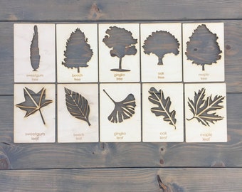 Large Wooden Tree Stencil Set / Leaf Stencil Set / Tree Stencils / Leaf Stencils / Montessori education / Child wooden gift / wooden stencil