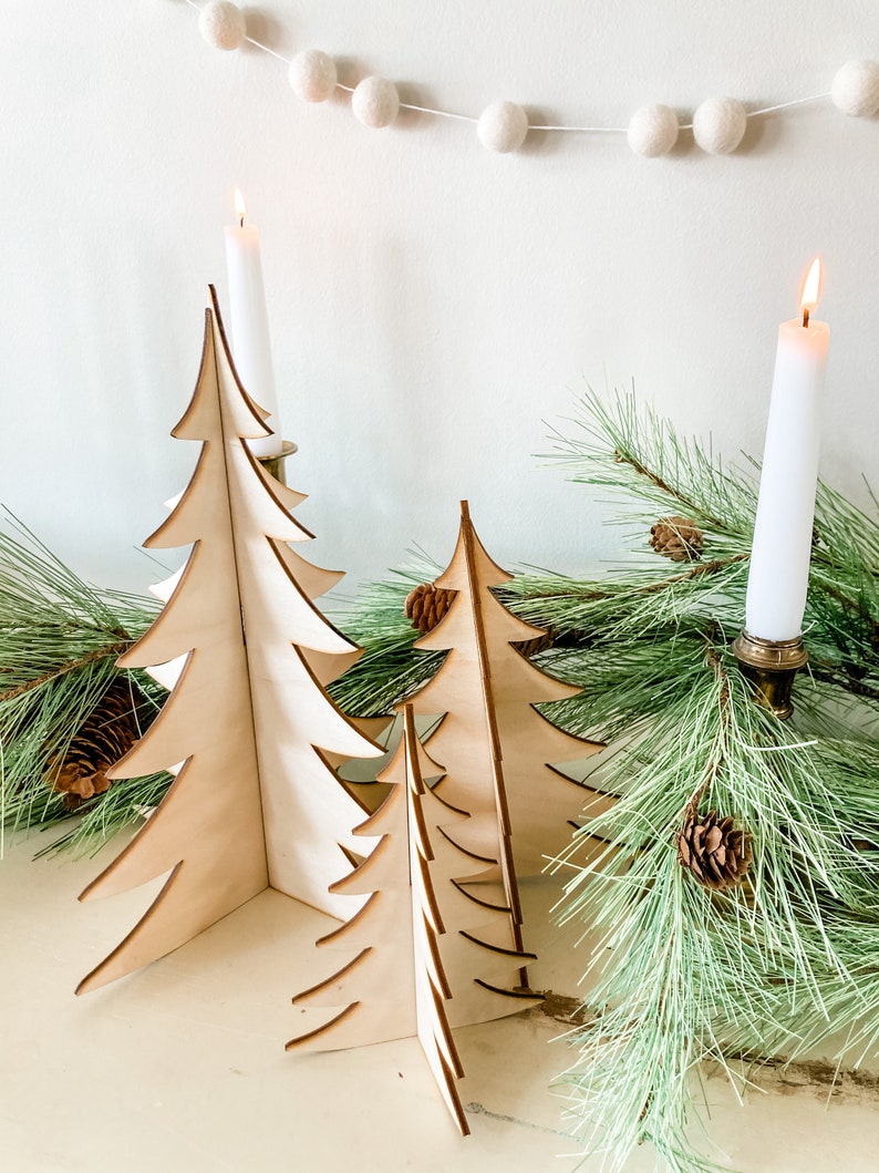 Wooden Trees, Large wood trees, Christmas Decor, Holiday Decor, Wood trees, Laser cut trees, Custom trees, Fireplace Christmas Decor image 3