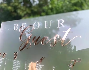 Be Our Guest Seating Chart, Wedding Seating Chart, Frosted Seating Chart, Custom Seating Chart, Gold Wedding Sign, Minimalist Seating Chart