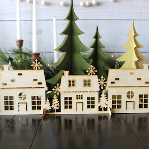 Christmas village scene, Village Scene, Christmas village, Christmas Deco, Holiday Decor, Christmas gift, Wood village, holiday village image 4