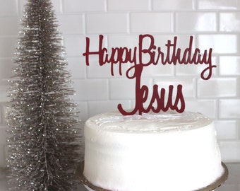 Happy Birthday Jesus Wood Cake Topper // Happy Birthday Jesus Cake Topper // Christmas Cake Topper// Wood Cake Topper // Holiday Cake Topper