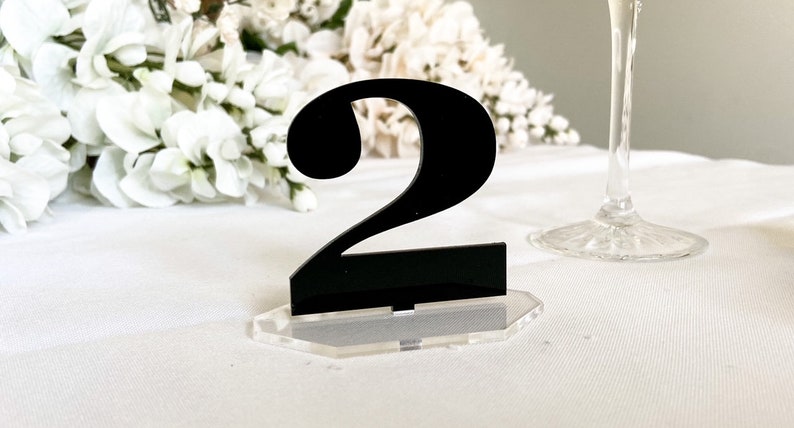 Gold Wedding Table Numbers, Wedding Table Numbers with Base, Reception Table Number, Table Number on Stand, Acrylic Table Numbers with Base image 5