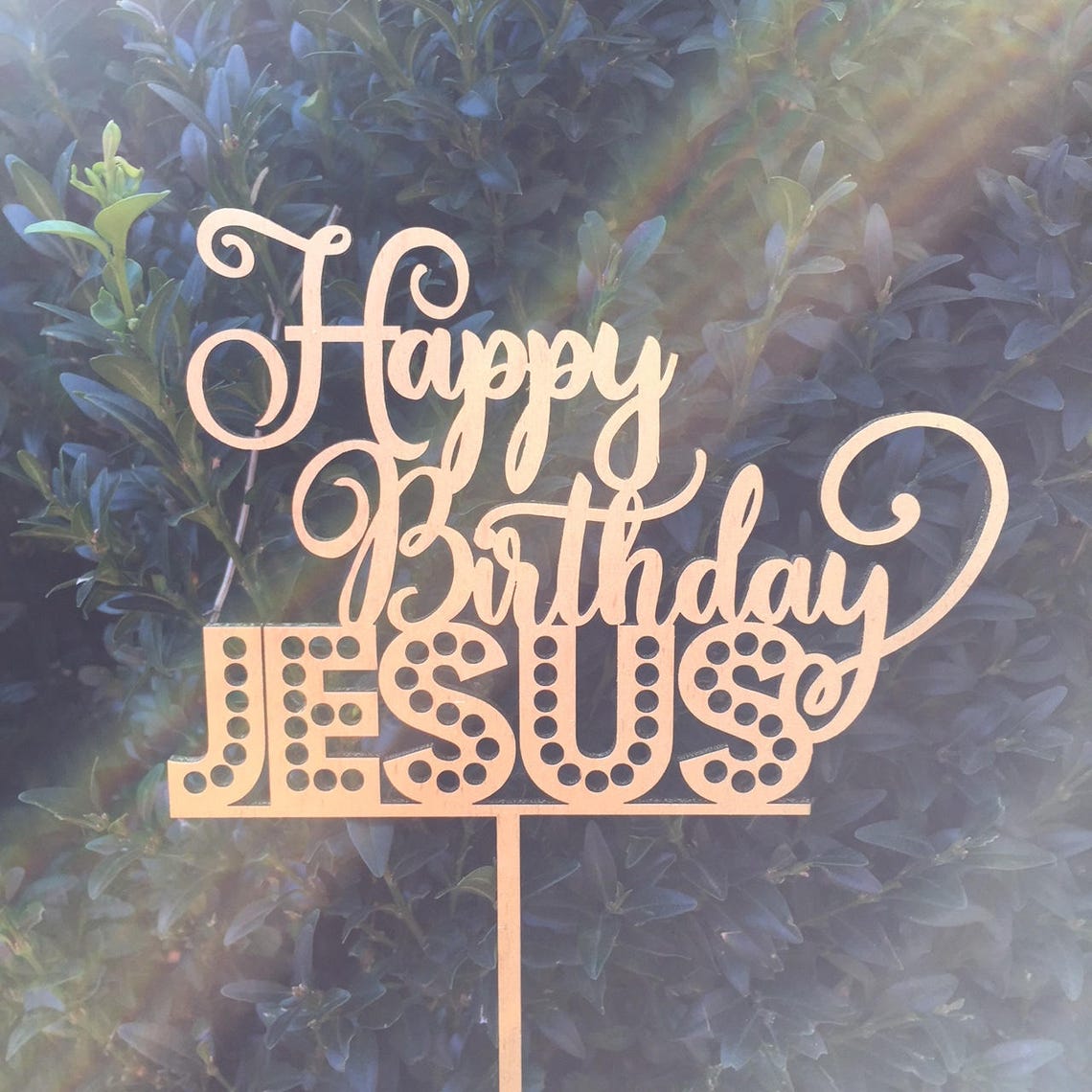 Happy Birthday Jesus Wood Cake Topper // Happy Birthday Jesus | Etsy