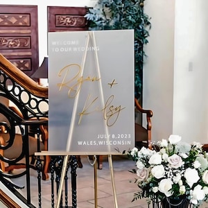 Wedding Welcome Sign With Mirror Accents, Welcome Plaque, Elegant Wedding Venue Signs, Luxury Wedding Décor, Gold Welcome Sign A1, A2 Signs