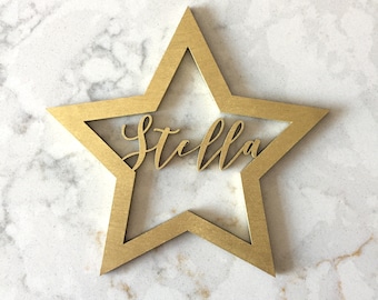 Custom Star Wooden Name Sign, Star Baby Sign, Custom Name Sign, Custom Name Cutout, Name Sign, Nursery Sign, Twinkle Twinkle Little Star