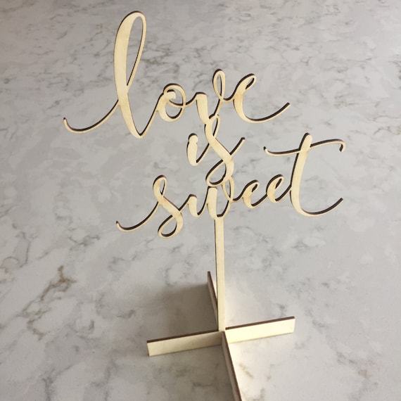 Wooden 'Love Is Sweet' Sign With Heart – Freestanding Wedding, Dessert Table, Or Home Decor - View #2