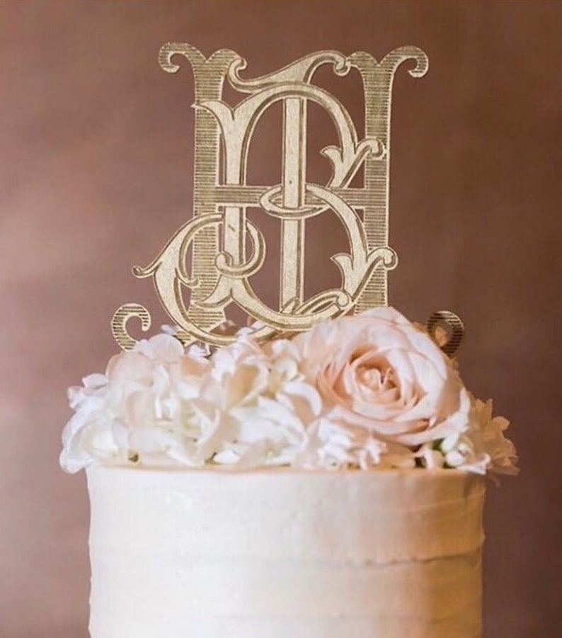 Custom monogram cake topper / custom cake topper / custom Etsy