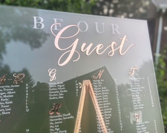 Seating Chart, Wedding Seating Chart, Frosted Seating Chart, Be Our guest, Custom Seating Chart, Gold Wedding Sign, Minimalist Seating Chart