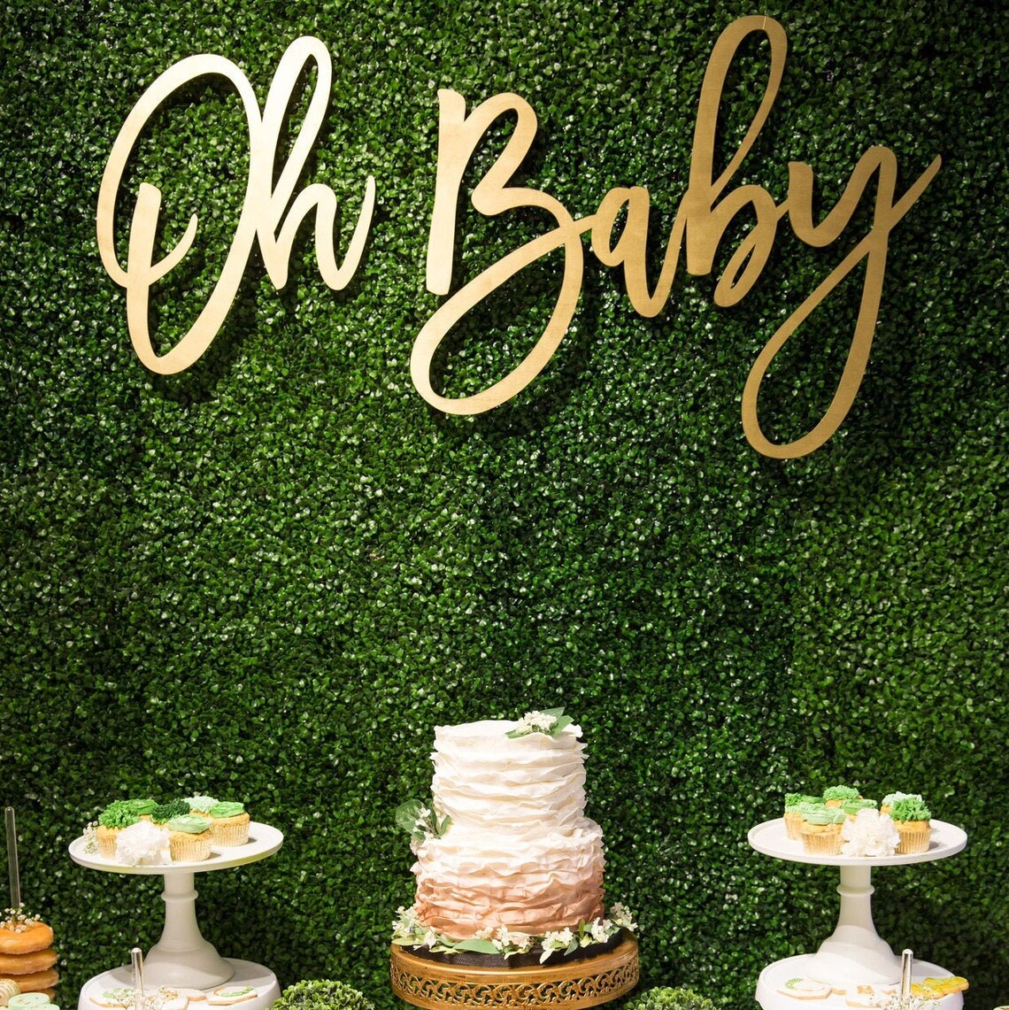 Oh Baby Sign // Wood Baby Shower Decor // Baby Shower Signs // Etsy