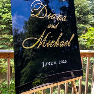 Black Wedding Welcome Sign, Gold Welcome Sign, Personalized Wedding ...