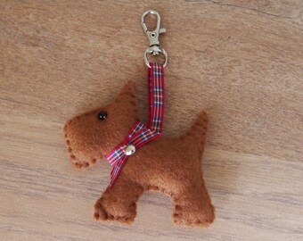 Scottie dog bag charm, Scottish terrier bag charm, felt dog decoration, dog lovers gift, Christmas gift, Mother's day gift, dog keyring