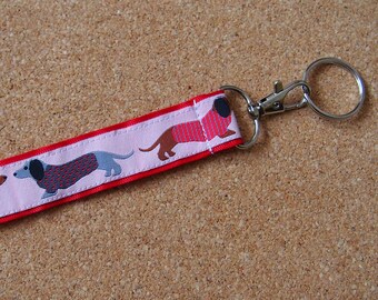 Dachshund Wristlet Key Fob: Handmade Dog Lover Keychain
