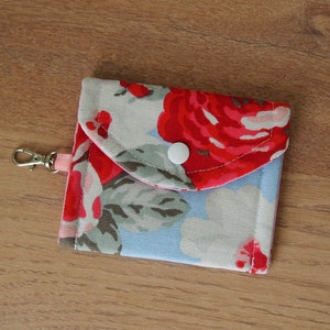 Porta-moedas tipo envelope, porta-moedas tipo chaveiro, bolsa pequena, mini bolsa, porta-dinheiro, porta-cartão de crédito, carteira para cartão Oyster, tecido Cath Kidston