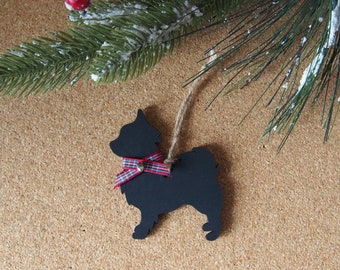 Chihuahua wooden decoration, dog Christmas tree ornament, wooden Christmas decotation, dog lovers gift idea, Chihuahua with tartan scarf