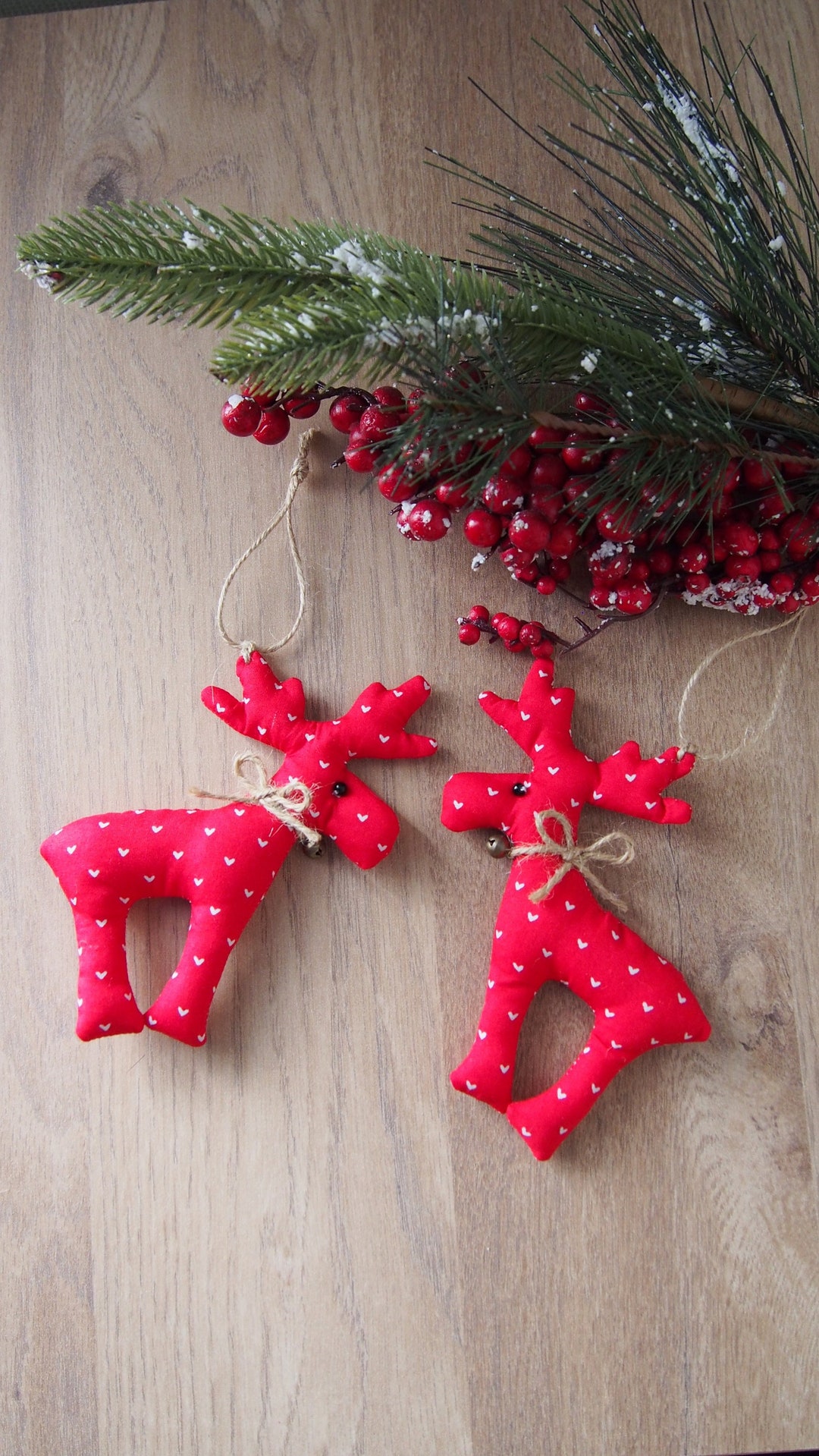 Reindeer Christmas Tree Ornament Fabric Reindeer Decoration Etsy