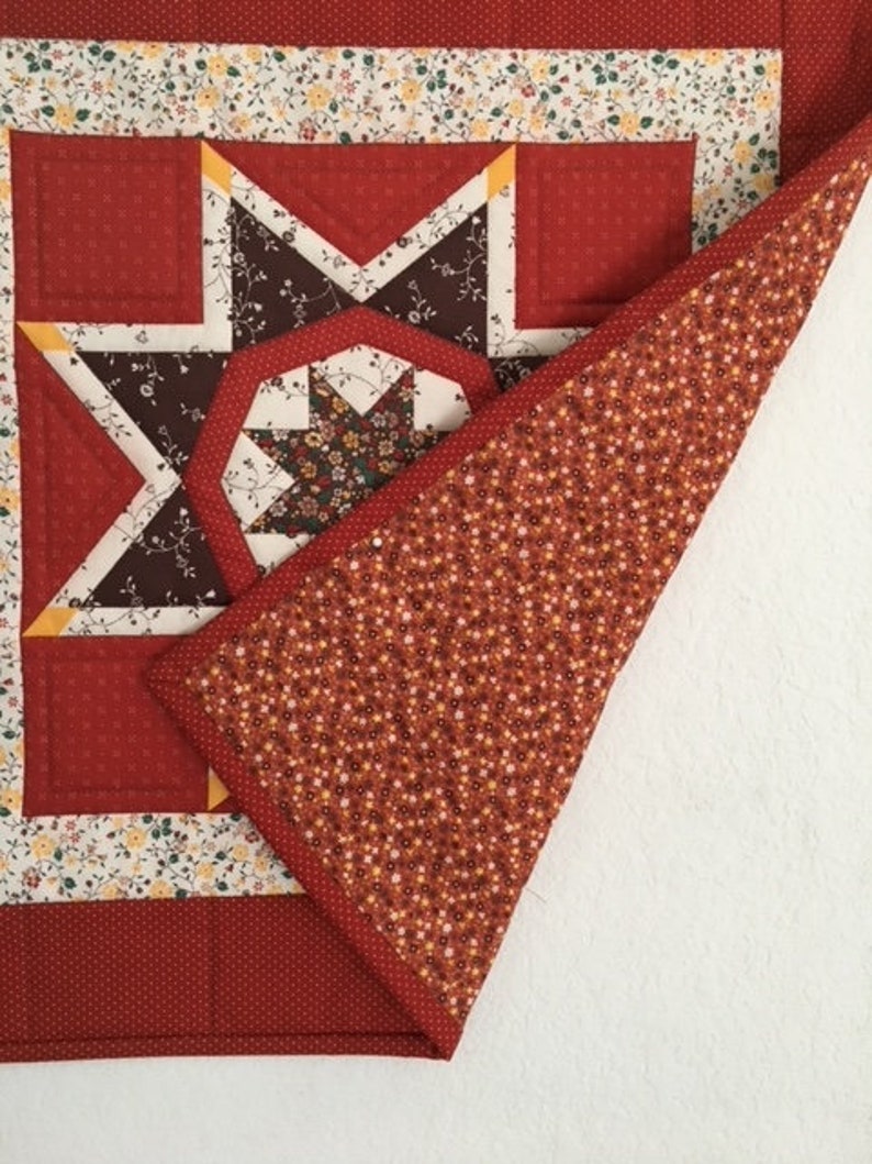 Quilted Wall Hanging, Wall Quilt, Panel Quilt, Table Topper Quilt, Star