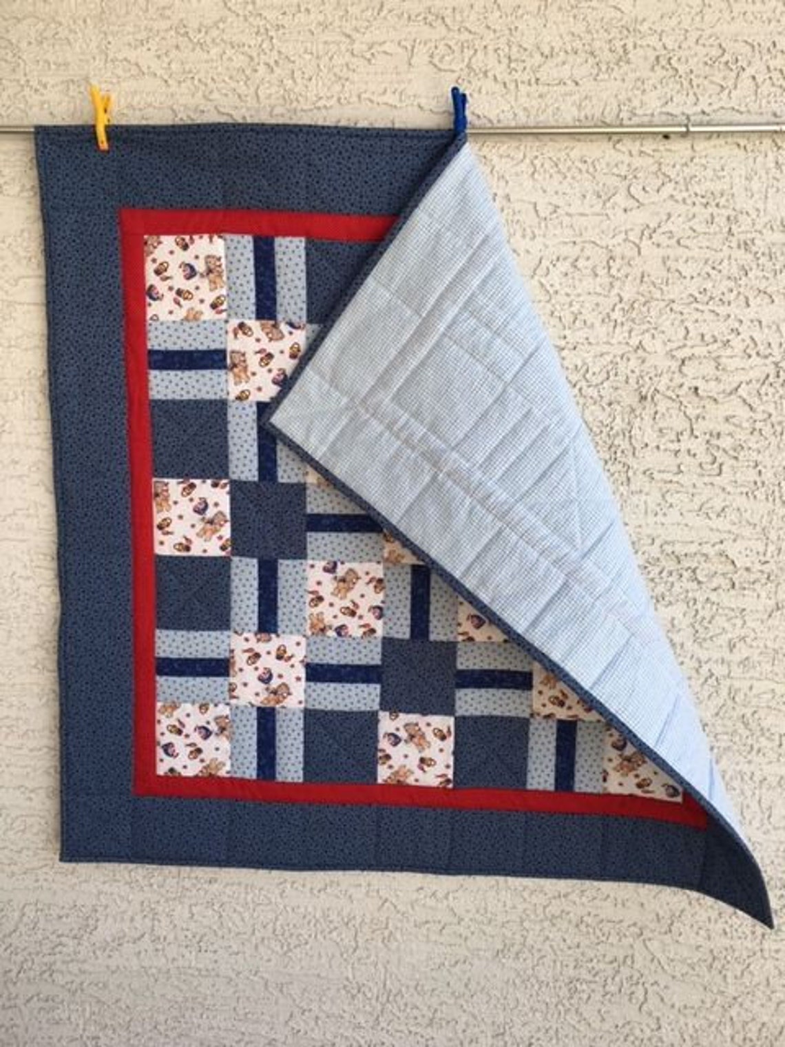 Baby Boy Quilt, Homemade Baby Quilt, Baby Shower Quilt, Baby Quilt, Teddy Bear Quilt, Quilt for