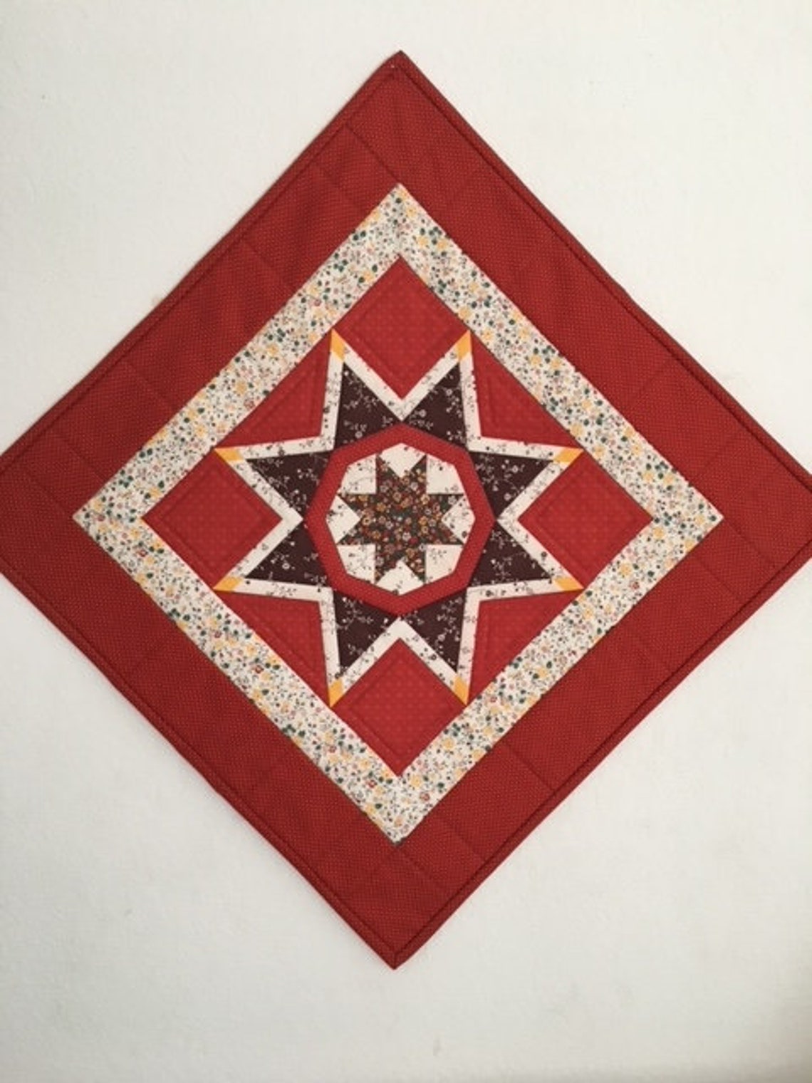 Quilted Wall Hanging, Wall Quilt, Panel Quilt, Table Topper Quilt, Star