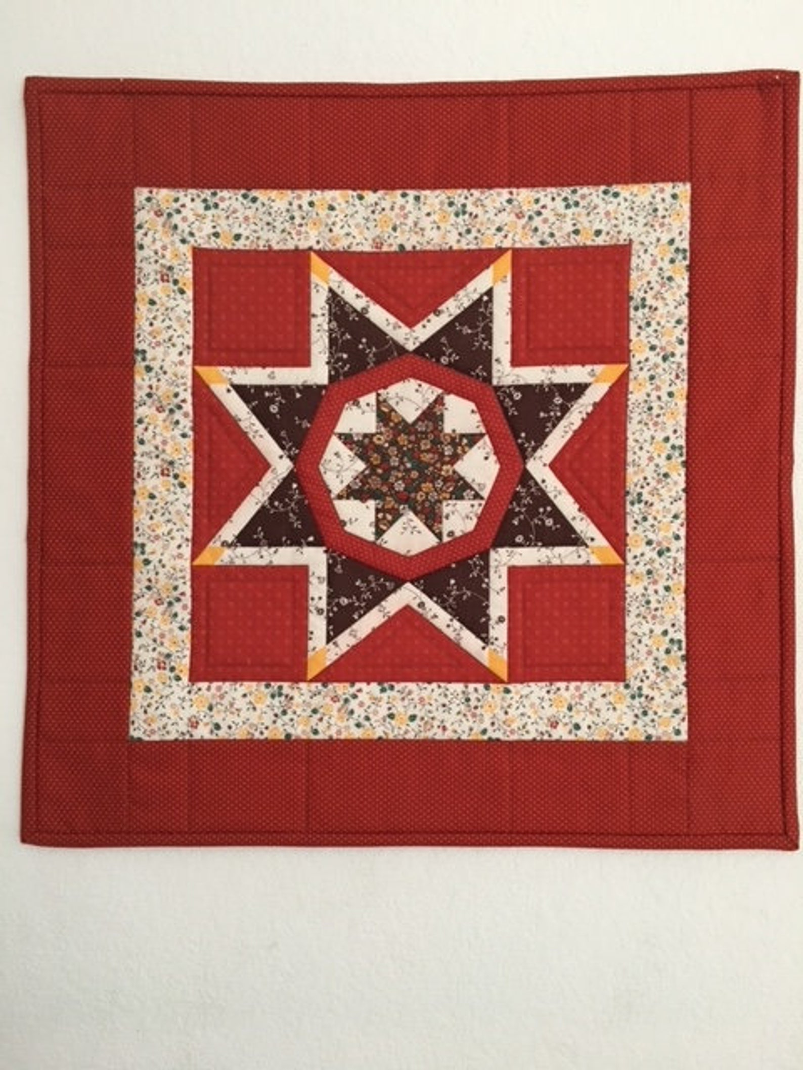 Quilted Wall Hanging, Wall Quilt, Panel Quilt, Table Topper Quilt, Star