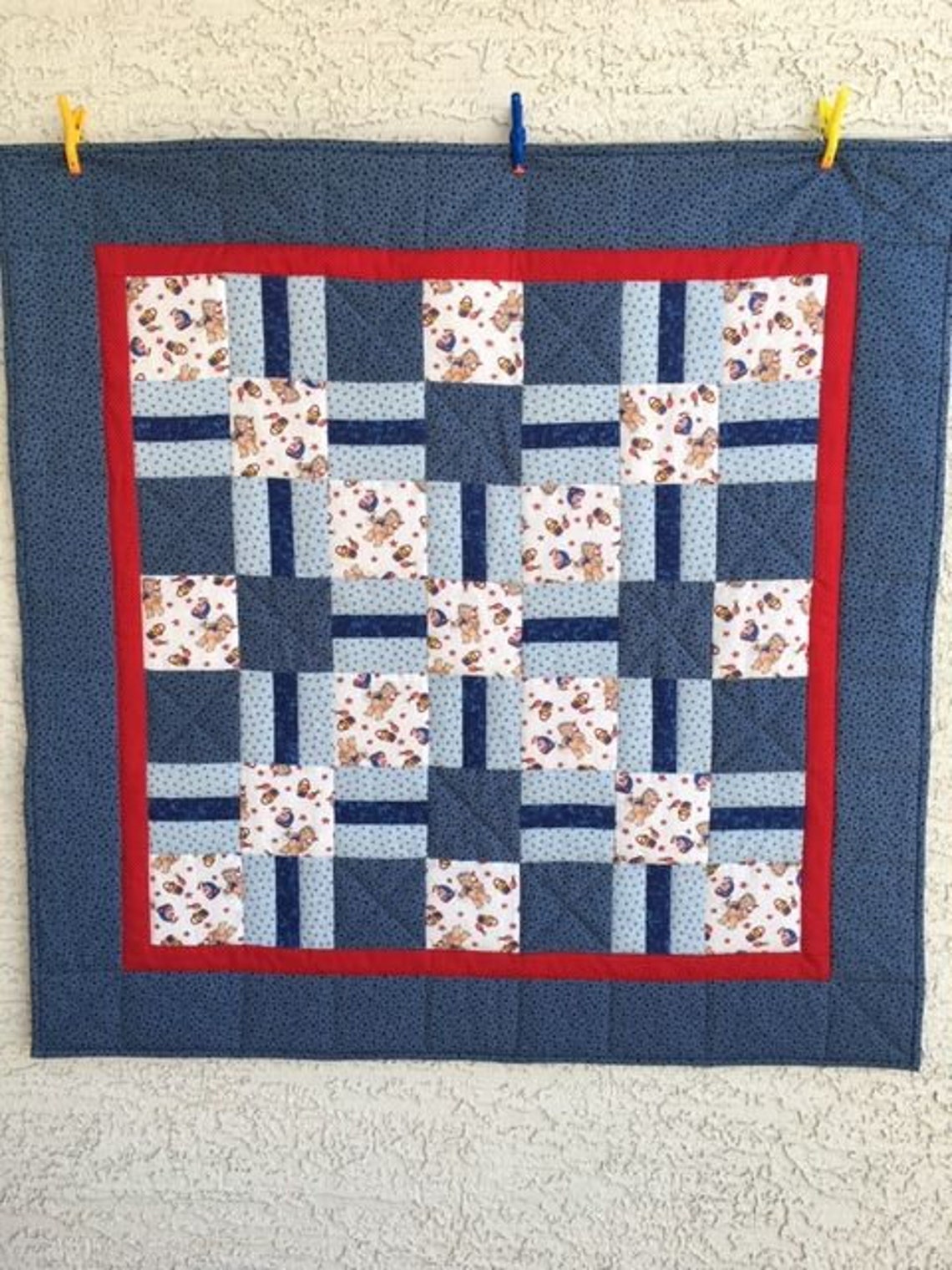 Baby Boy Quilt, Homemade Baby Quilt, Baby Shower Quilt, Baby Quilt, Teddy Bear Quilt, Quilt for