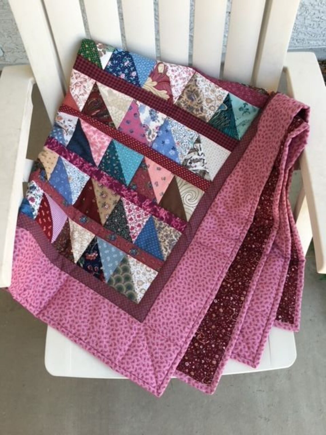 Pink quilt Handmade quilt Quilts for sale Triangle quilt Etsy
