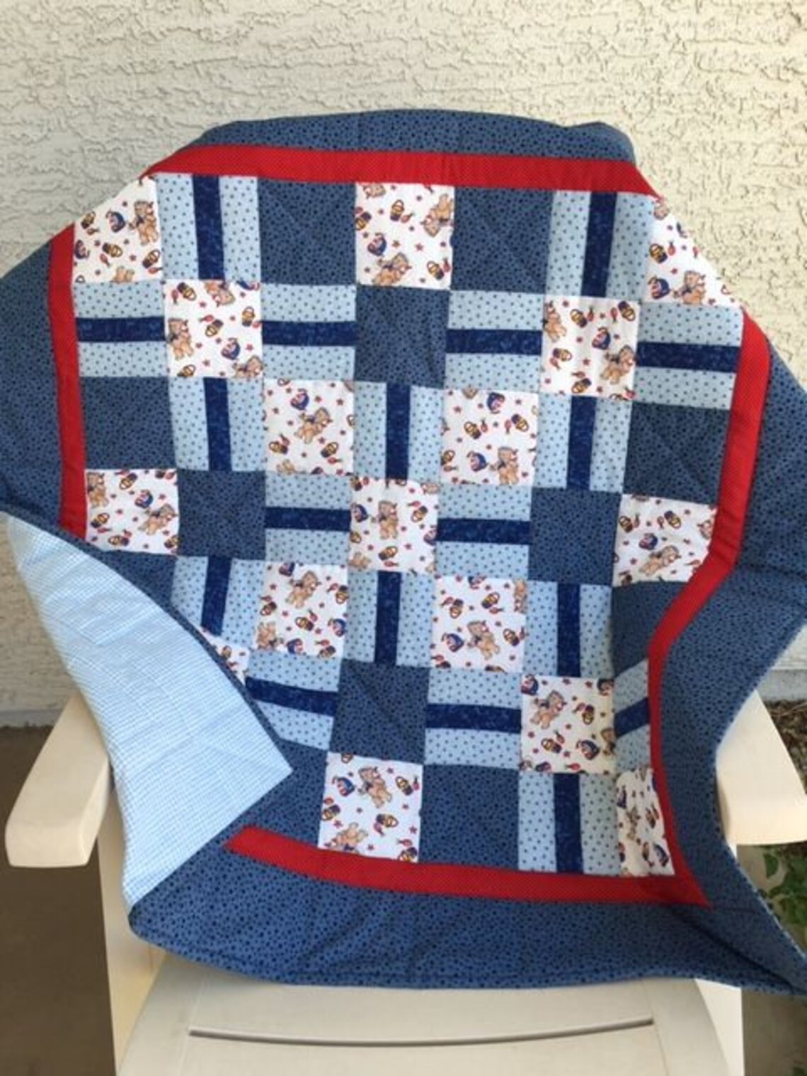 Baby Boy Quilt, Homemade Baby Quilt, Baby Shower Quilt, Baby Quilt, Teddy Bear Quilt, Quilt for