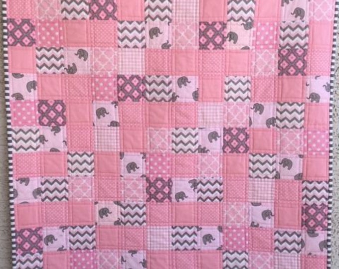 Elephant Baby Quilt Baby Girl Quilt Baby Quilts Handmade Etsy