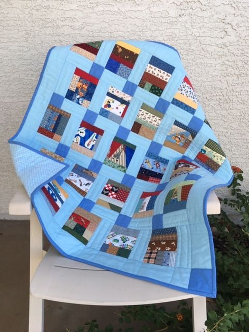 Baby Boy Quilt I Spy Quilt Scrappy Quilt Blue Baby Quilt Etsy