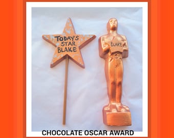 Chocolate Oscar Award/Drama student gift/Best Actor Actress/film student/cinematography/Hollywood Movie/Personalised Gift/Star award in gold