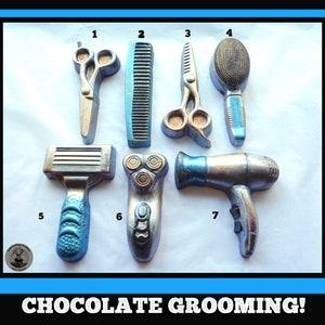 Chocolate Tools for Hair/Male Hairdresser/Barber/Hairdryer/Brush/Comb/Scissor/Razor/Electric Shaver/Unusual Birthday Man/Men/Son/Dad/Husband image 1
