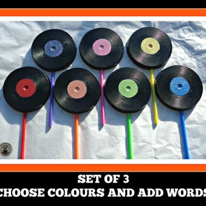 Vinyl Record Chocolate Lollipops: Personalized Party Favors (Set of 3) - Cake Topper