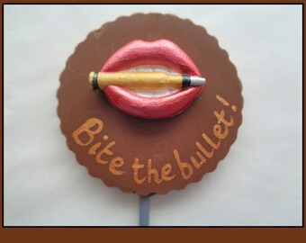 Chocolate Bullet Lips/Bite the Bullet/Get Courage/Seize the day/Edible lips/Gift for him/Boyfriend/novelty unusual quirky chocolate bullet