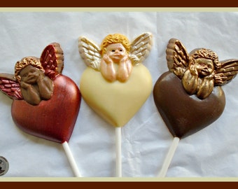 Cupid Chocolate Heart/Edible Hearts/Traditional Valentine/Wedding Favour/Edible Cupid/Personalised Valentine/Name on Heart/Cute Cherub/Angel