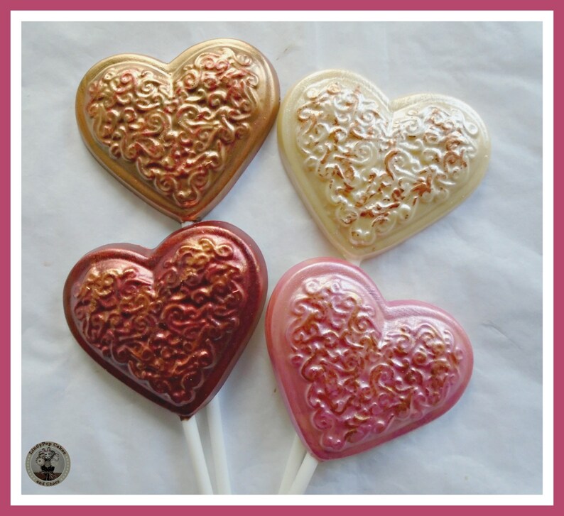 Chocolate Heart Lollipops/Edible Valentine's Day chocolate Etsy