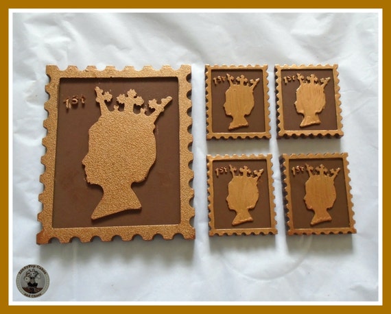 Chocolate Postage Stamps Gift: UK British Stamp Collector Set - Edible Cake Toppers - Hand-Painted
