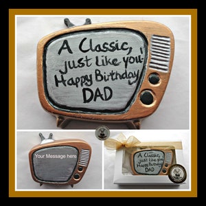 Retro TV chocolate Gift/TV lover/Personalised Birthday Gift/Chocolate TV/ Television Addict/Cake topper TVGi/Quirky/Retro/men/dad/Husband