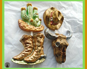 Cowboy Chocolate Lollipops/Country Western Chocolate Gift/Cowboy Boots/Hat/Cactus/Steer/Texas/Arizona/Rancher/Men Birthday/Women/Canadian