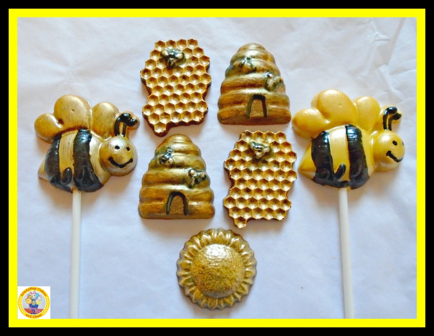10pk Bumble Bee Lollipop stick holder Party  Bags/favour/Yellow/Candy/Gift/Insect